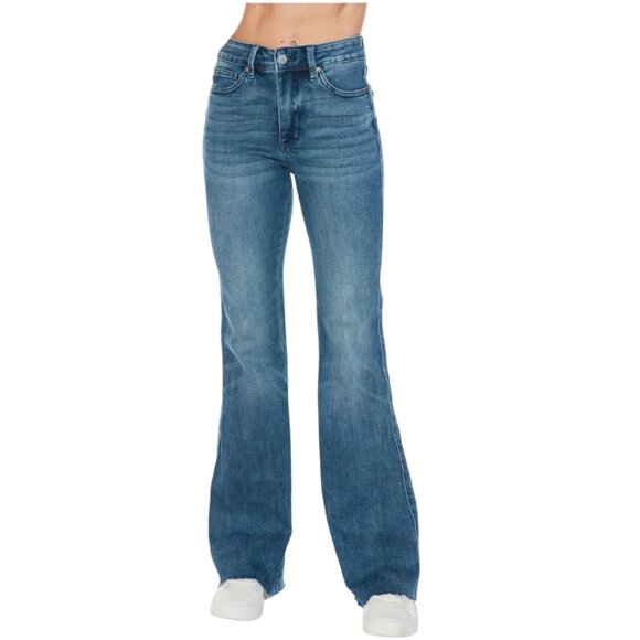 NEW Judy Blue Full Size Tummy Control Cut Hem Flare Jeans - Picture 1 of 11
